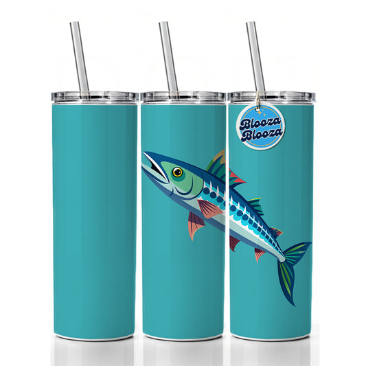 Barracuda Fish Skinny Tumbler 20oz with Straw Insulated Water Bottle Gift