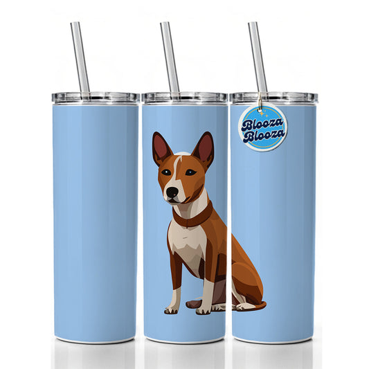 Basenji Dog Sitting Skinny Tumbler 20oz with Straw Insulated Water Bottle Gift