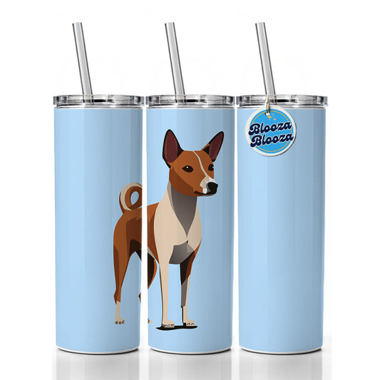Basenji Dog Standing Skinny Tumbler 20oz with Straw Insulated Water Bottle Gift