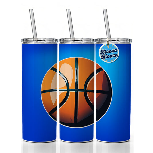 Basketball Sport Skinny Tumbler 20oz with Straw Insulated Water Bottle Gift