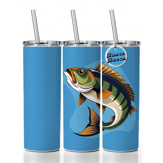 Bass Fish Fishing Skinny Tumbler 20oz with Straw Insulated Water Bottle Gift