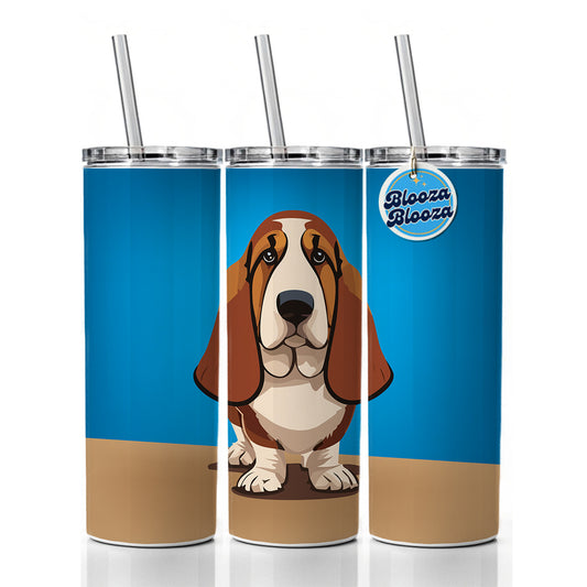 Basset Hound Staring Skinny Tumbler 20oz with Straw Insulated Water Bottle Gift