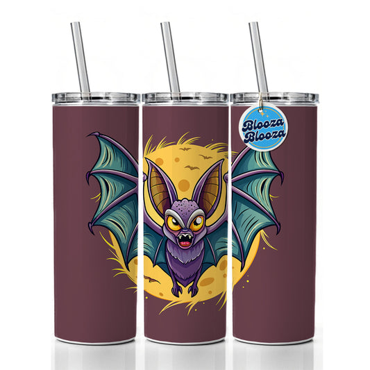Bat Flying Halloween Spooky Skinny Tumbler 20oz with Straw Insulated Water Bottle Gift