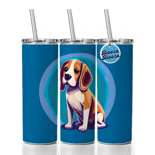Beagle Dog Sitting Skinny Tumbler 20oz with Straw Insulated Water Bottle Gift
