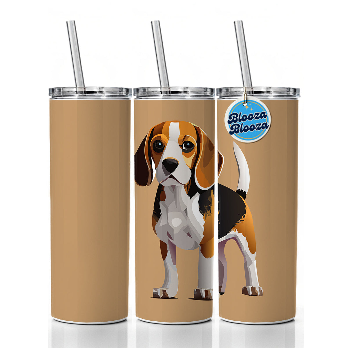 Beagle Dog Standing Skinny Tumbler 20oz with Straw Insulated Water Bottle Gift