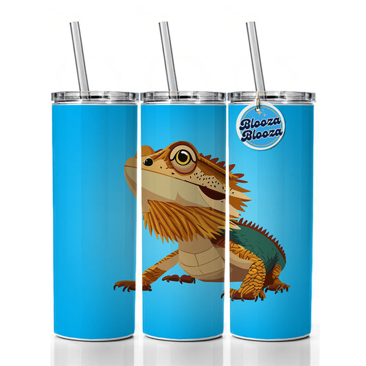 Bearded Dragon Majestic Skinny Tumbler 20oz with Straw Insulated Water Bottle Gift