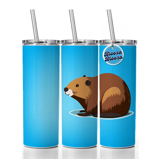 Beaver Cute Profile Skinny Tumbler 20oz with Straw Insulated Water Bottle Gift