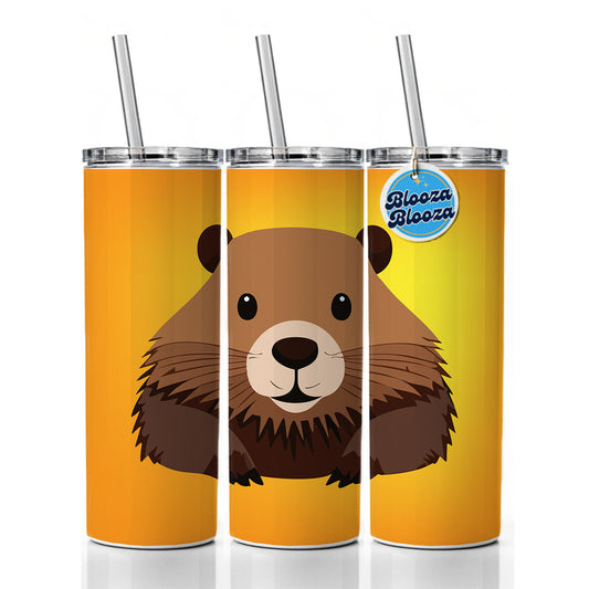 Beaver Cute Staring Skinny Tumbler 20oz with Straw Insulated Water Bottle Gift