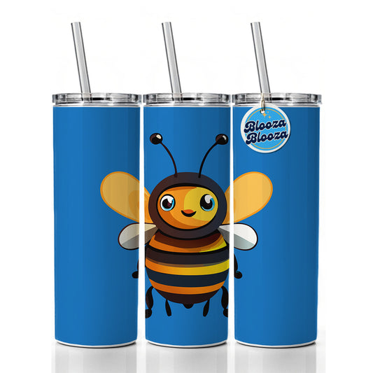 Bee Happy Smiling Skinny Tumbler 20oz with Straw Insulated Water Bottle Gift