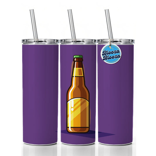 Beer Bottle Skinny Tumbler 20oz with Straw Insulated Water Bottle Gift
