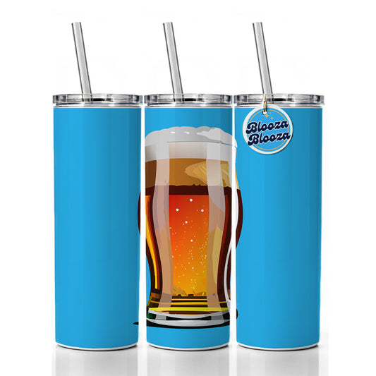 Beer Glass Mug Skinny Tumbler 20oz with Straw Insulated Water Bottle Gift