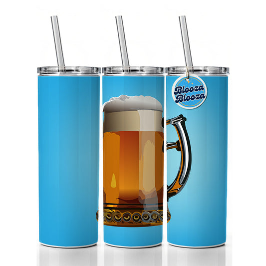 Beer Mug Stein German Skinny Tumbler 20oz with Straw Insulated Water Bottle Gift