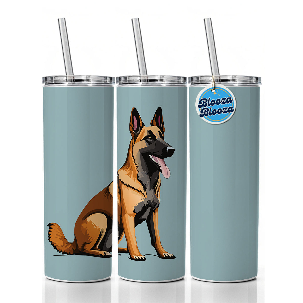 Belgian Shepherd Dog Sitting Skinny Tumbler 20oz with Straw Insulated Water Bottle Gift