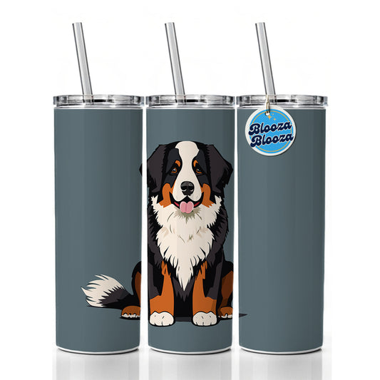 Bernese Mountain Dog Sitting Skinny Tumbler 20oz with Straw Insulated Water Bottle Gift