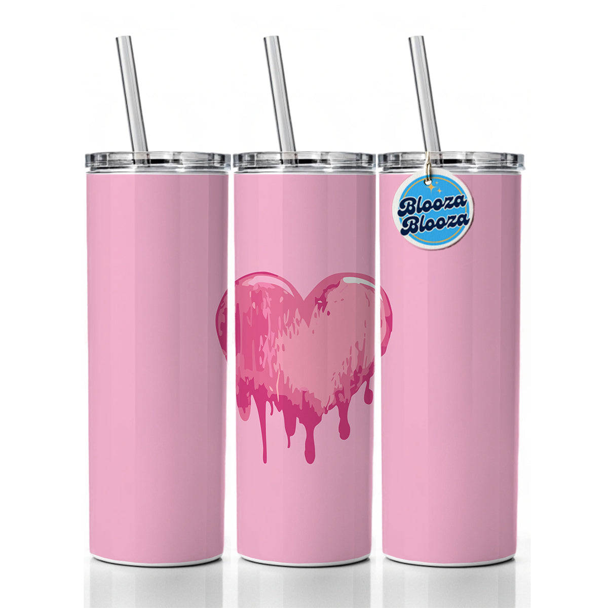 Bleeding Heart Pink Skinny Tumbler 20oz with Straw Insulated Water Bottle Gift