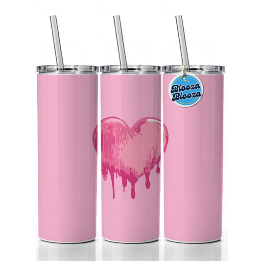 Bleeding Heart Pink Skinny Tumbler 20oz with Straw Insulated Water Bottle Gift