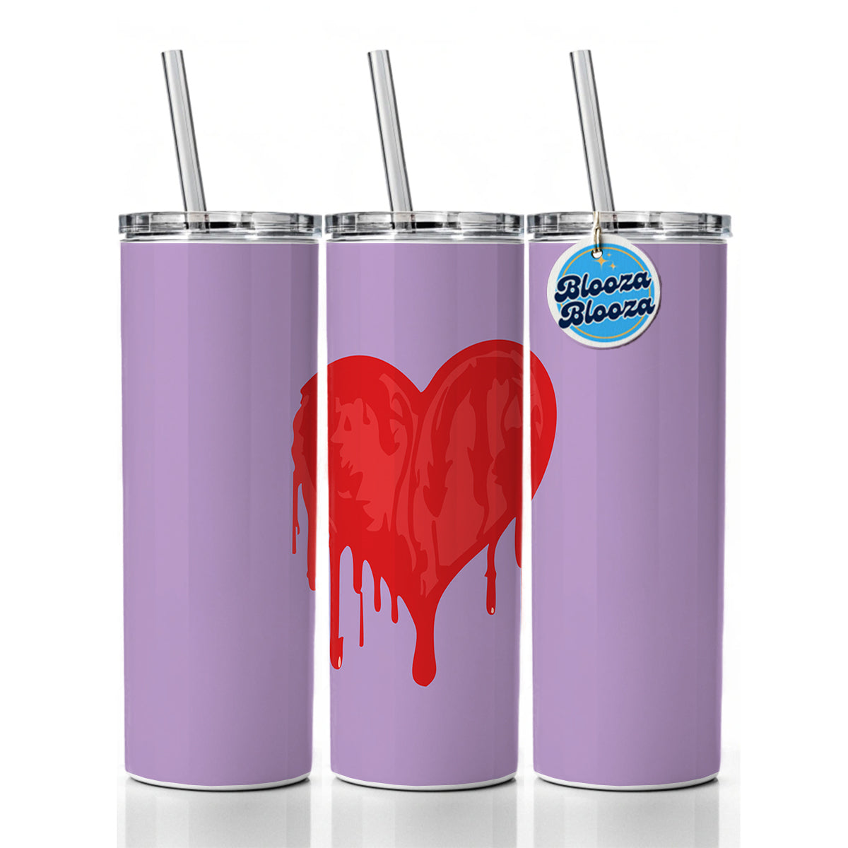 Bleeding Heart Red Skinny Tumbler 20oz with Straw Insulated Water Bottle Gift