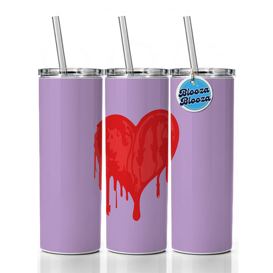 Bleeding Heart Red Skinny Tumbler 20oz with Straw Insulated Water Bottle Gift