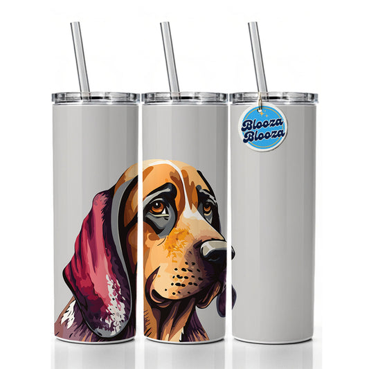 Bloodhound Dog Watercolor Skinny Tumbler 20oz with Straw Insulated Water Bottle Gift