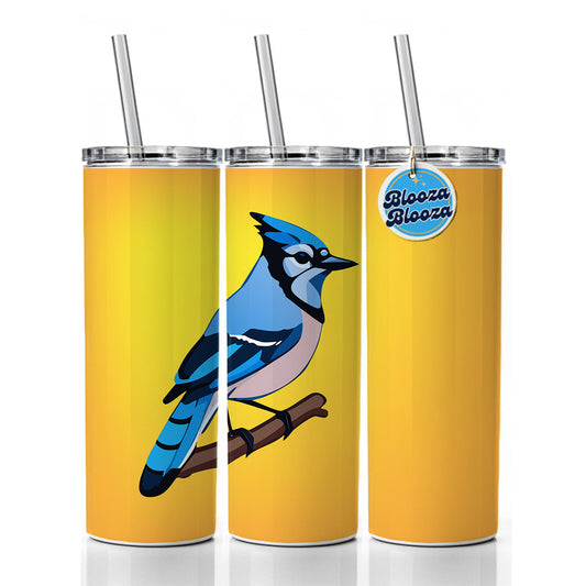Blue Jay on Branch Skinny Tumbler 20oz with Straw Insulated Water Bottle Gift