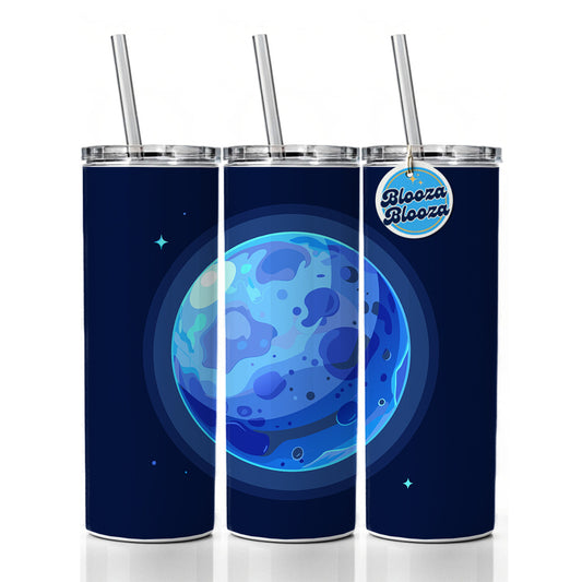 Blue Moon Skinny Tumbler 20oz with Straw Insulated Water Bottle Gift