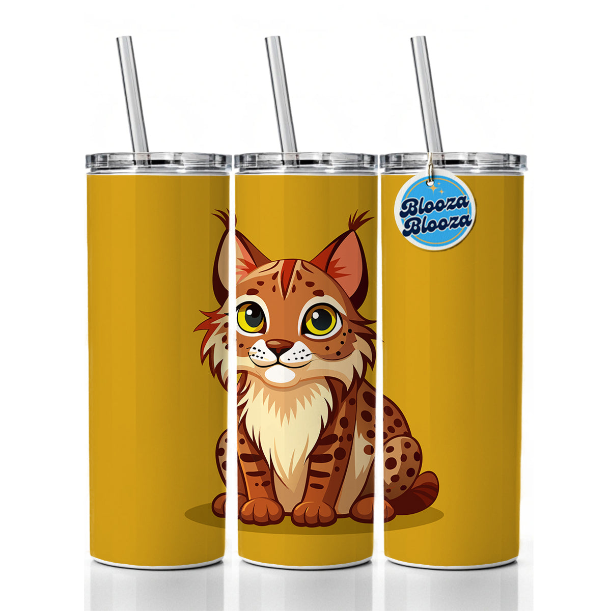 Bobcat Cute Skinny Tumbler 20oz with Straw Insulated Water Bottle Gift