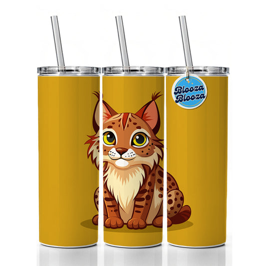 Bobcat Cute Skinny Tumbler 20oz with Straw Insulated Water Bottle Gift