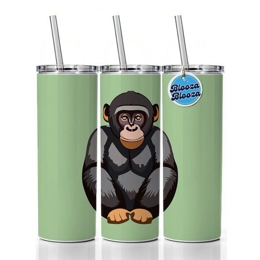 Bonobo Pygmy Chimpanzee Primate Africa Skinny Tumbler 20oz with Straw Insulated Water Bottle Gift