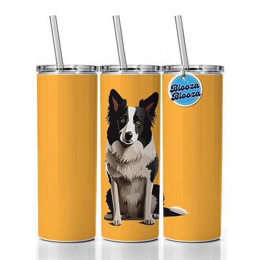 Border Collie Sitting Skinny Tumbler 20oz with Straw Insulated Water Bottle Gift