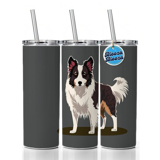Border Collie Standing Skinny Tumbler 20oz with Straw Insulated Water Bottle Gift