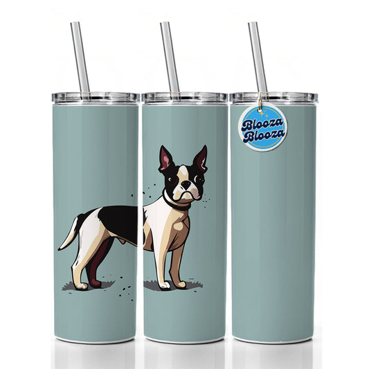 Boston Terrier Dog Standing Skinny Tumbler 20oz with Straw Insulated Water Bottle Gift