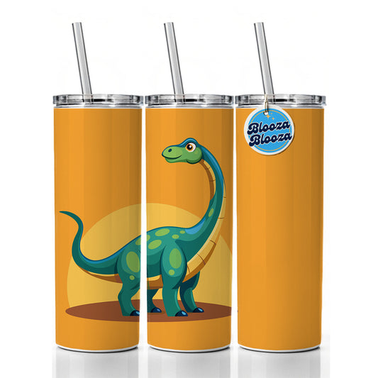 Brachiosaurus Dinosaur Skinny Tumbler 20oz with Straw Insulated Water Bottle Gift