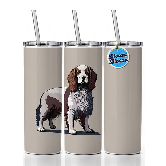 Brittany Spaniel Dog Standing Skinny Tumbler 20oz with Straw Insulated Water Bottle Gift