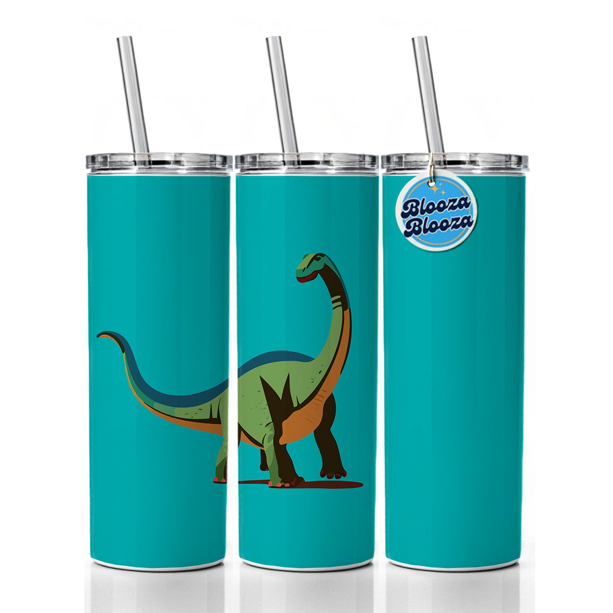Brontosaurus Dinosaur Skinny Tumbler 20oz with Straw Insulated Water Bottle Gift