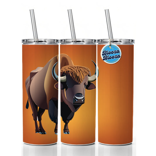Buffalo Standing Skinny Tumbler 20oz with Straw Insulated Water Bottle Gift