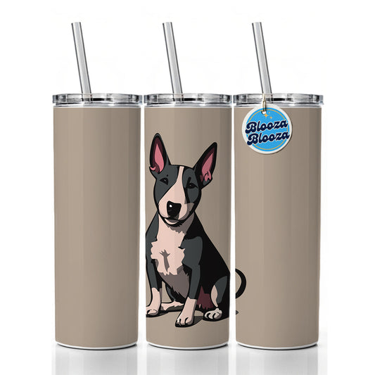 Bull Terrier Dog Sitting Skinny Tumbler 20oz with Straw Insulated Water Bottle Gift