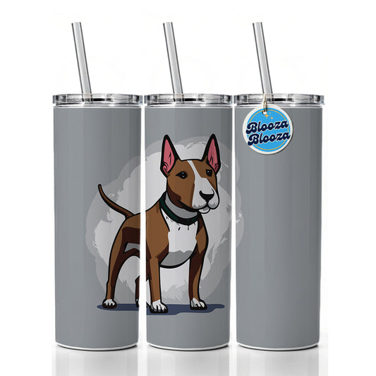 Bull Terrier Dog Standing Skinny Tumbler 20oz with Straw Insulated Water Bottle Gift