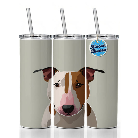 Bull Terrier Dog Staring Skinny Tumbler 20oz with Straw Insulated Water Bottle Gift