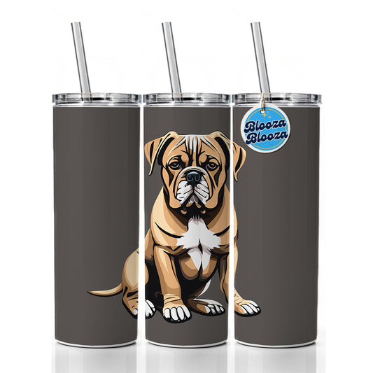 Bullmastiff Dog Sitting Skinny Tumbler 20oz with Straw Insulated Water Bottle Gift