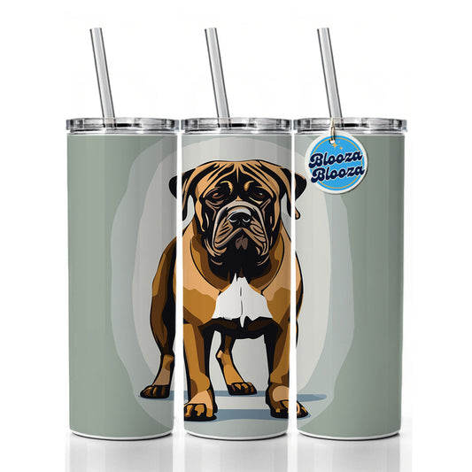 Bullmastiff Dog Standing Skinny Tumbler 20oz with Straw Insulated Water Bottle Gift