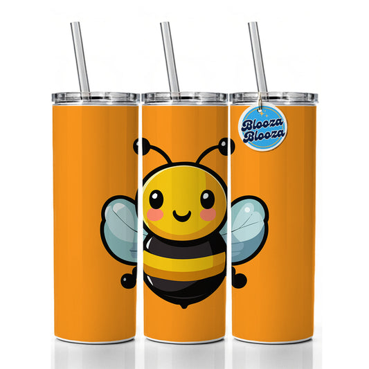 Bumble Bee Happy Skinny Tumbler 20oz with Straw Insulated Water Bottle Gift