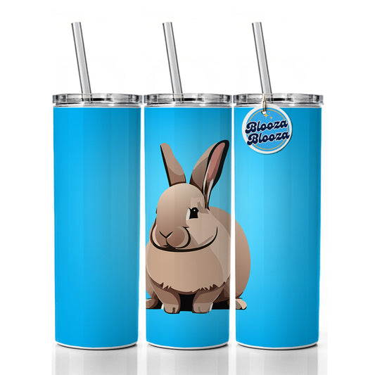 Bunny Rabbit Brown Skinny Tumbler 20oz with Straw Insulated Water Bottle Gift
