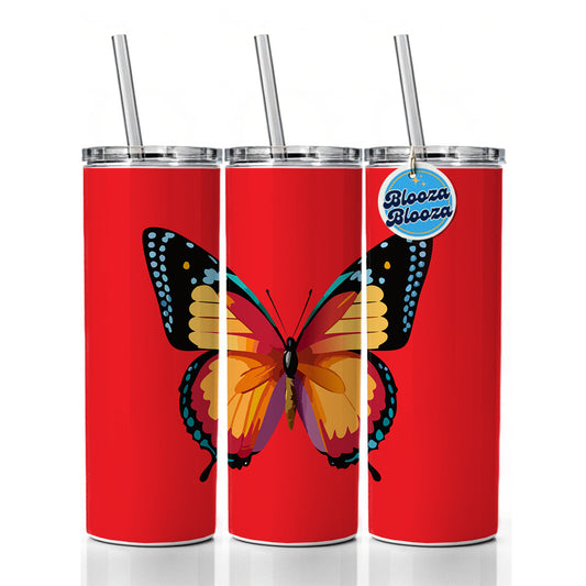 Butterfly Colorful Skinny Tumbler 20oz with Straw Insulated Water Bottle Gift