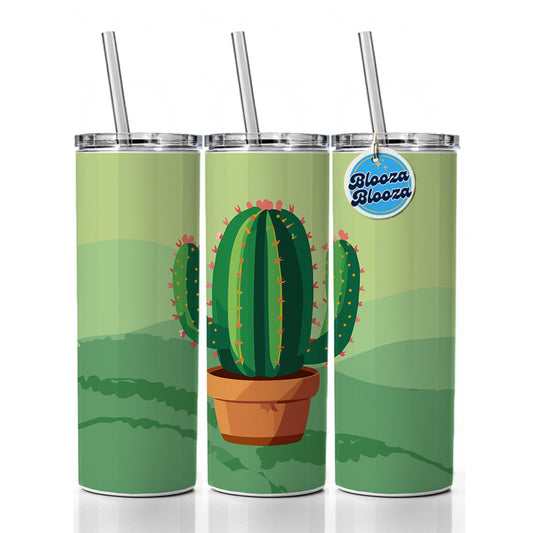 Cactus Green Skinny Tumbler 20oz with Straw Insulated Water Bottle Gift
