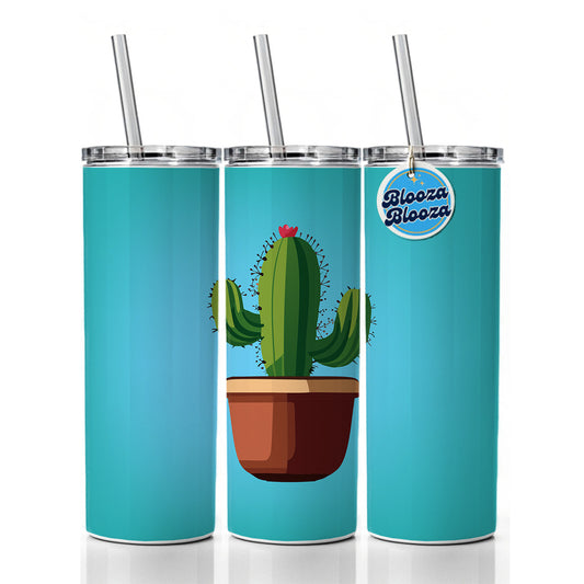 Cactus in Pot Skinny Tumbler 20oz with Straw Insulated Water Bottle Gift