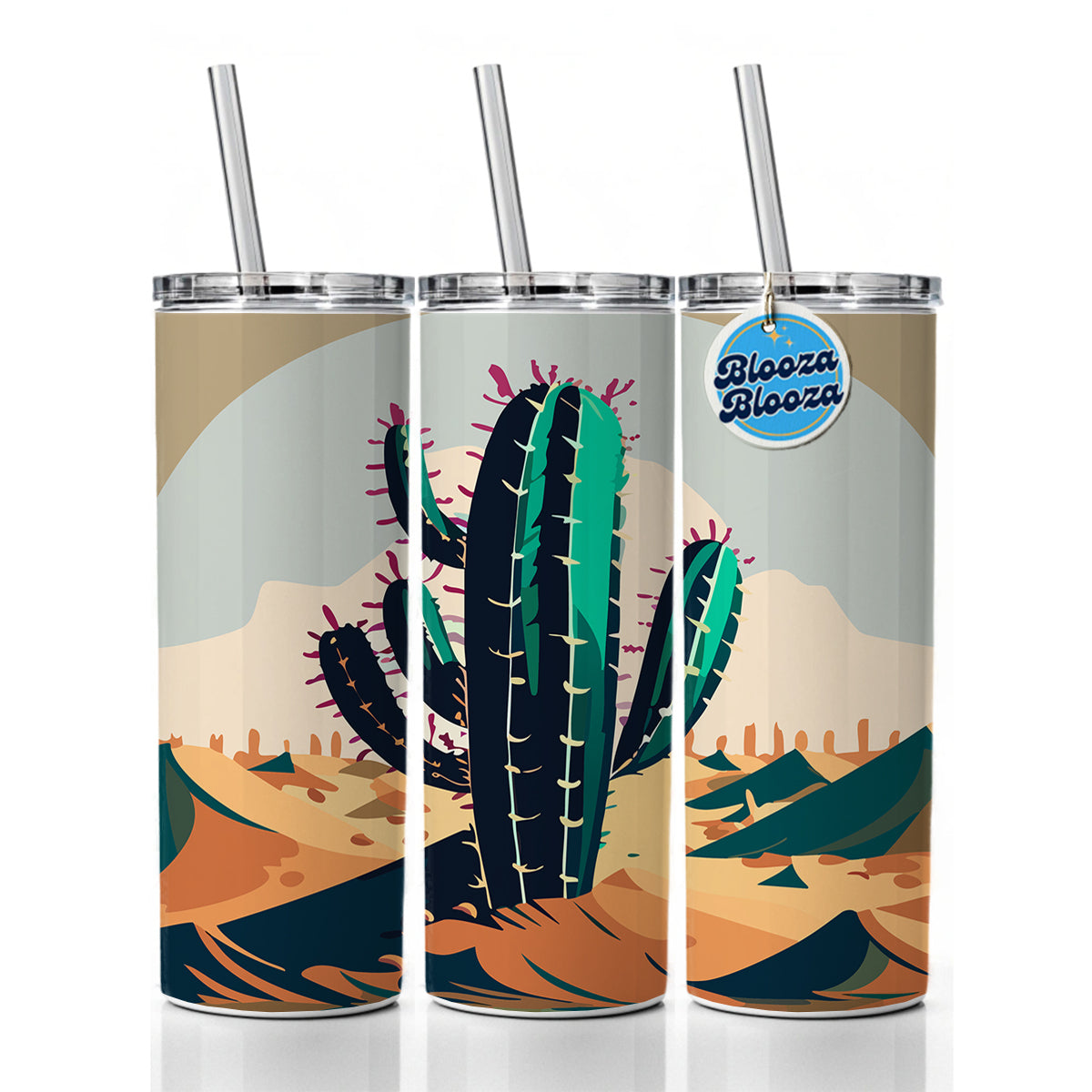 Cactus in the Desert Southwest Skinny Tumbler 20oz with Straw Insulated Water Bottle Gift