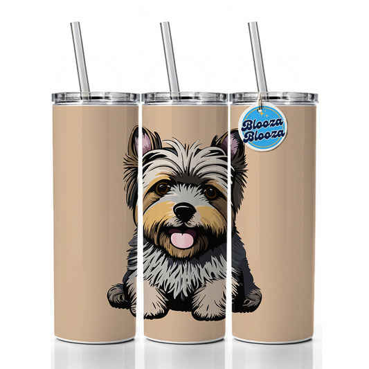 Cairn Terrier Dog Sitting Skinny Tumbler 20oz with Straw Insulated Water Bottle Gift