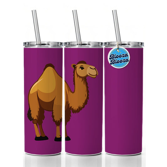 Camel Cute Profile Skinny Tumbler 20oz with Straw Insulated Water Bottle Gift
