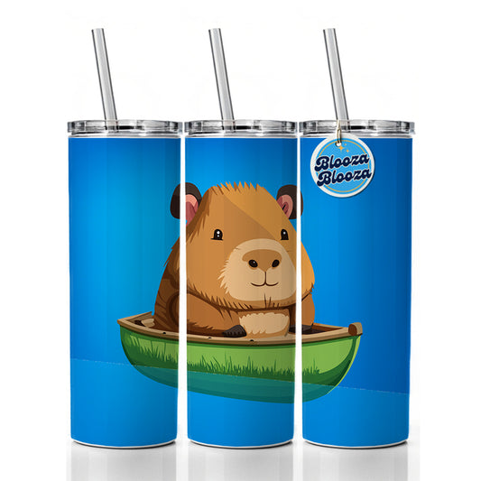 Capybara Canoeing Canoe Funny Skinny Tumbler 20oz with Straw Insulated Water Bottle Gift