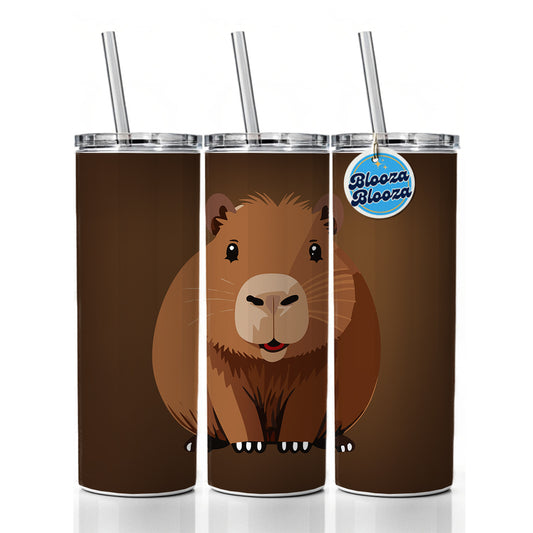 Capybara Happy Skinny Tumbler 20oz with Straw Insulated Water Bottle Gift